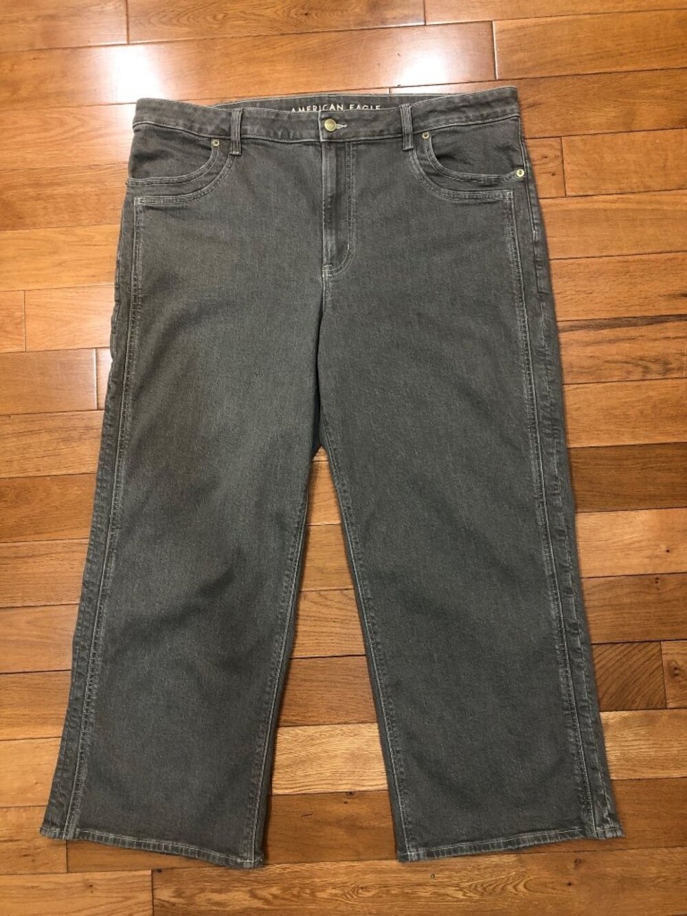 American Eagle Outfitters Stretch Stovepipe Jeans Women's 18 Short Charcoal Gray